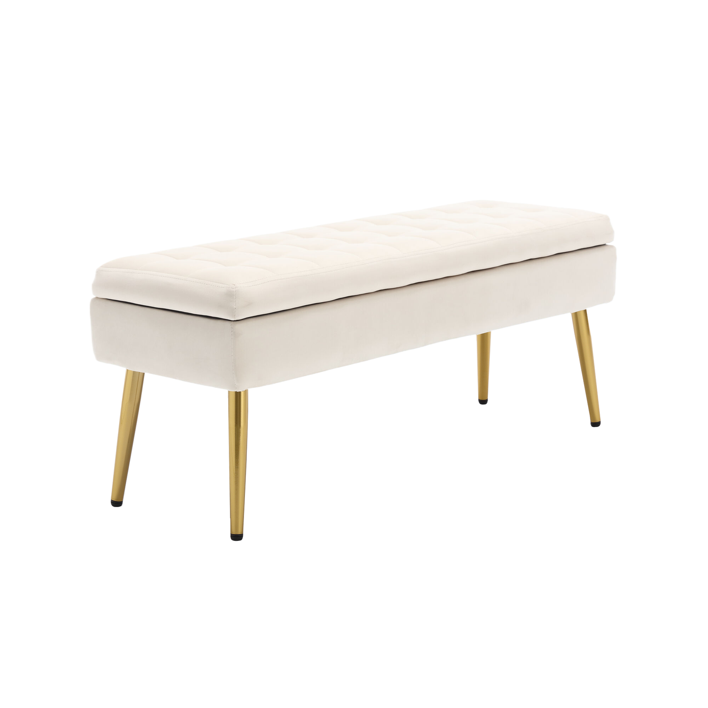 Modern Minimalist Upholstered Velvet Storage Bench with Gold Metal Legs