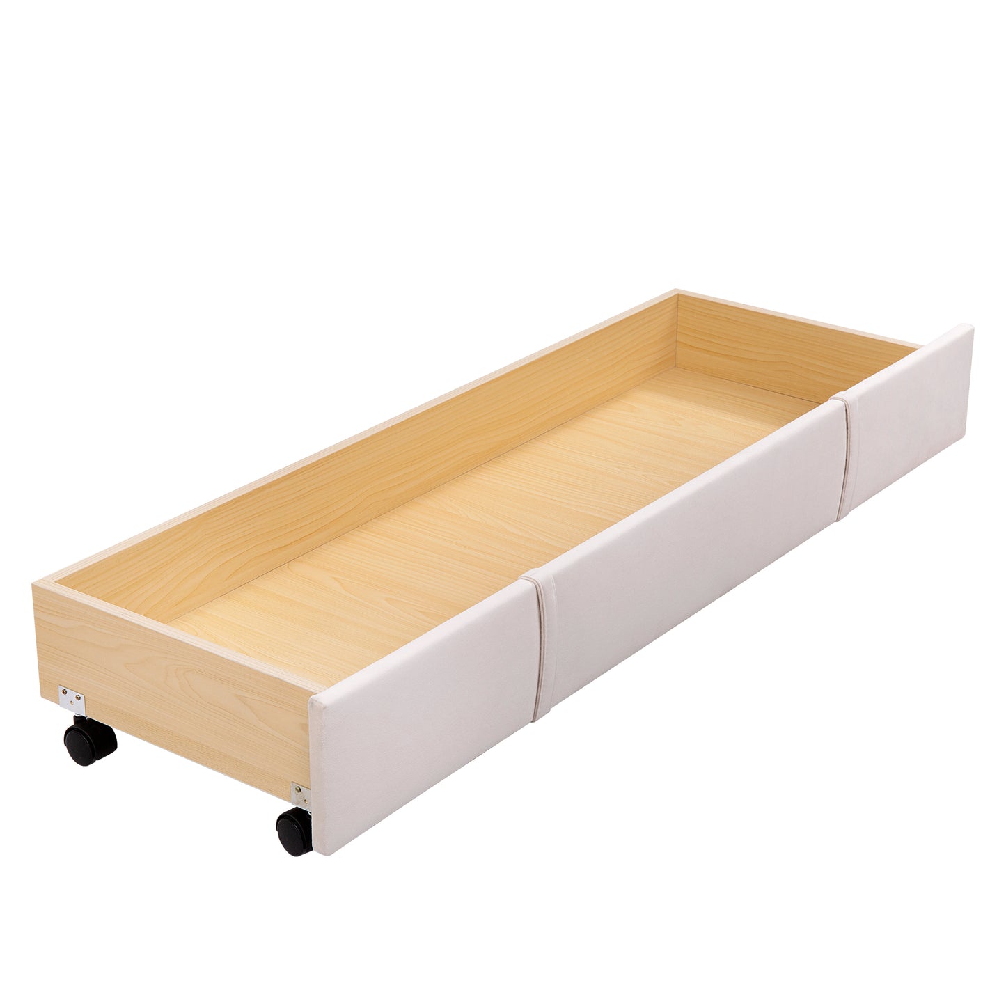 140x200cm Velvet Upholstered Double Bed with Slatted Frame & Large Drawer