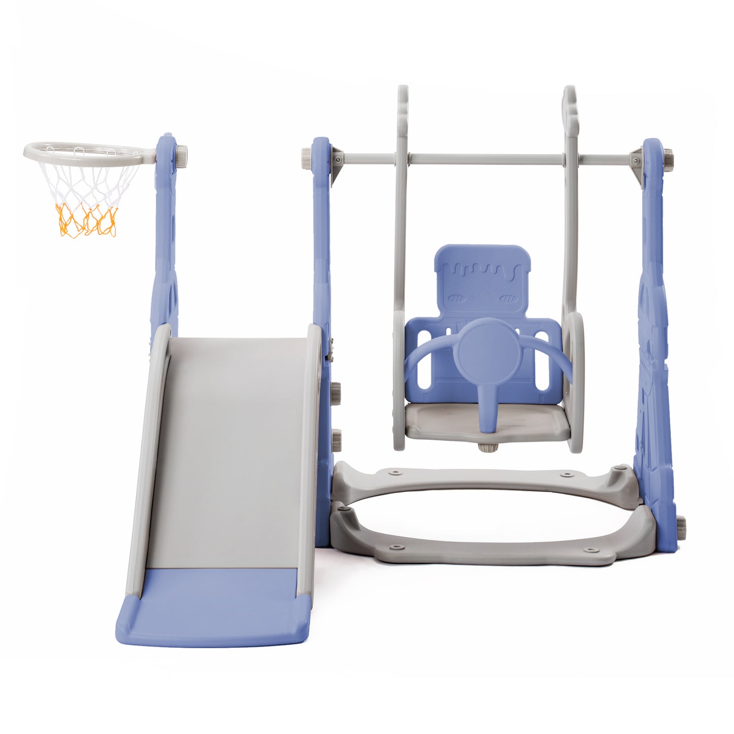 4-in-1 Kids' Slide Swing with Basketball Stand & Ladder