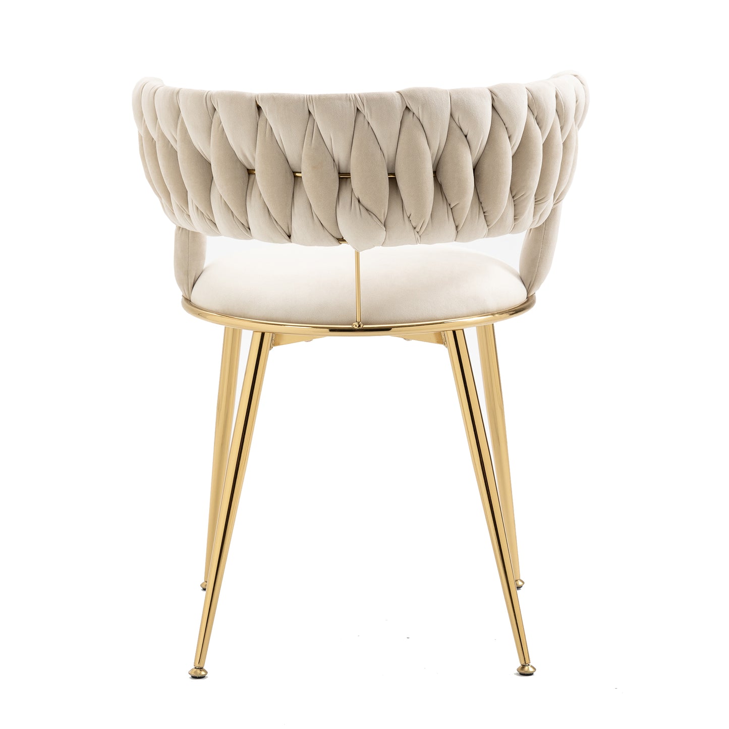 Elegant Ivory Velvet Dining Chairs Set of 2 with Finger-Shaped Backrest & Armrests