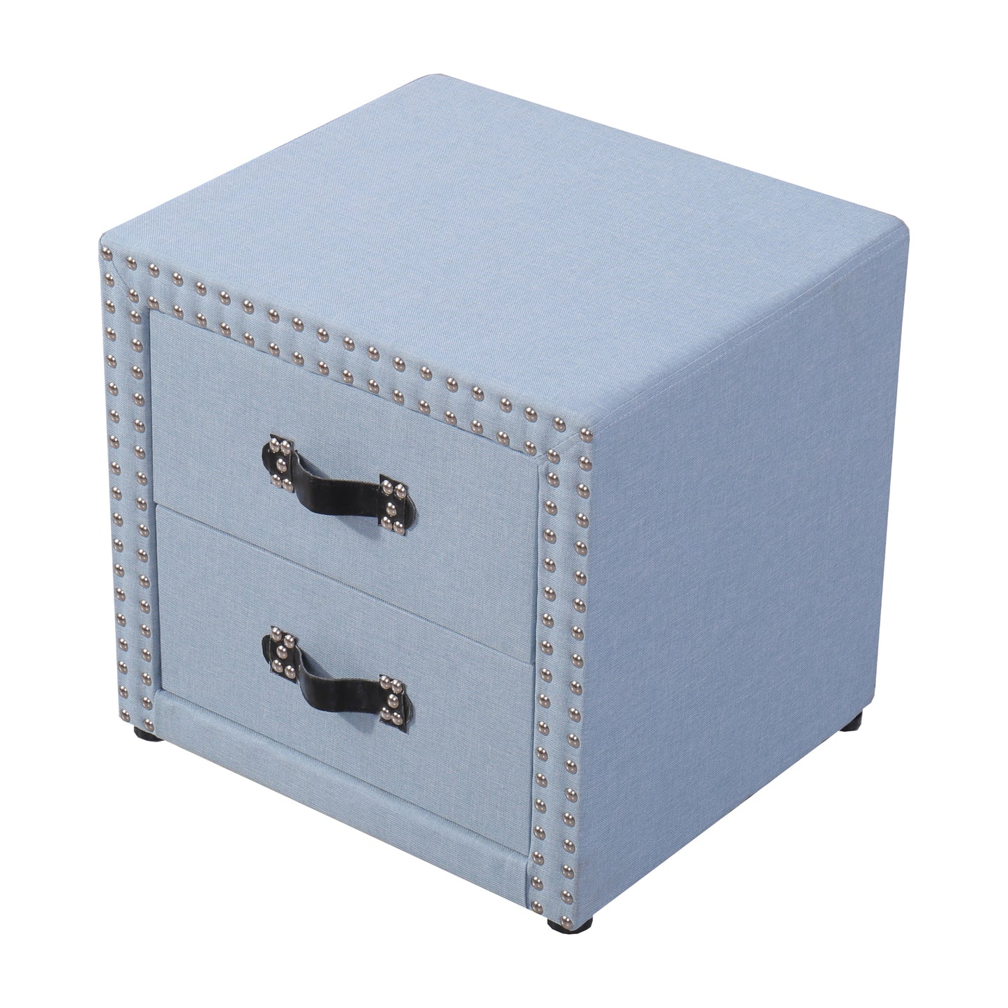 (Z)Stylish & Durable Multi-Purpose Linen Nightstand with 2 Drawers - No Assembly Required