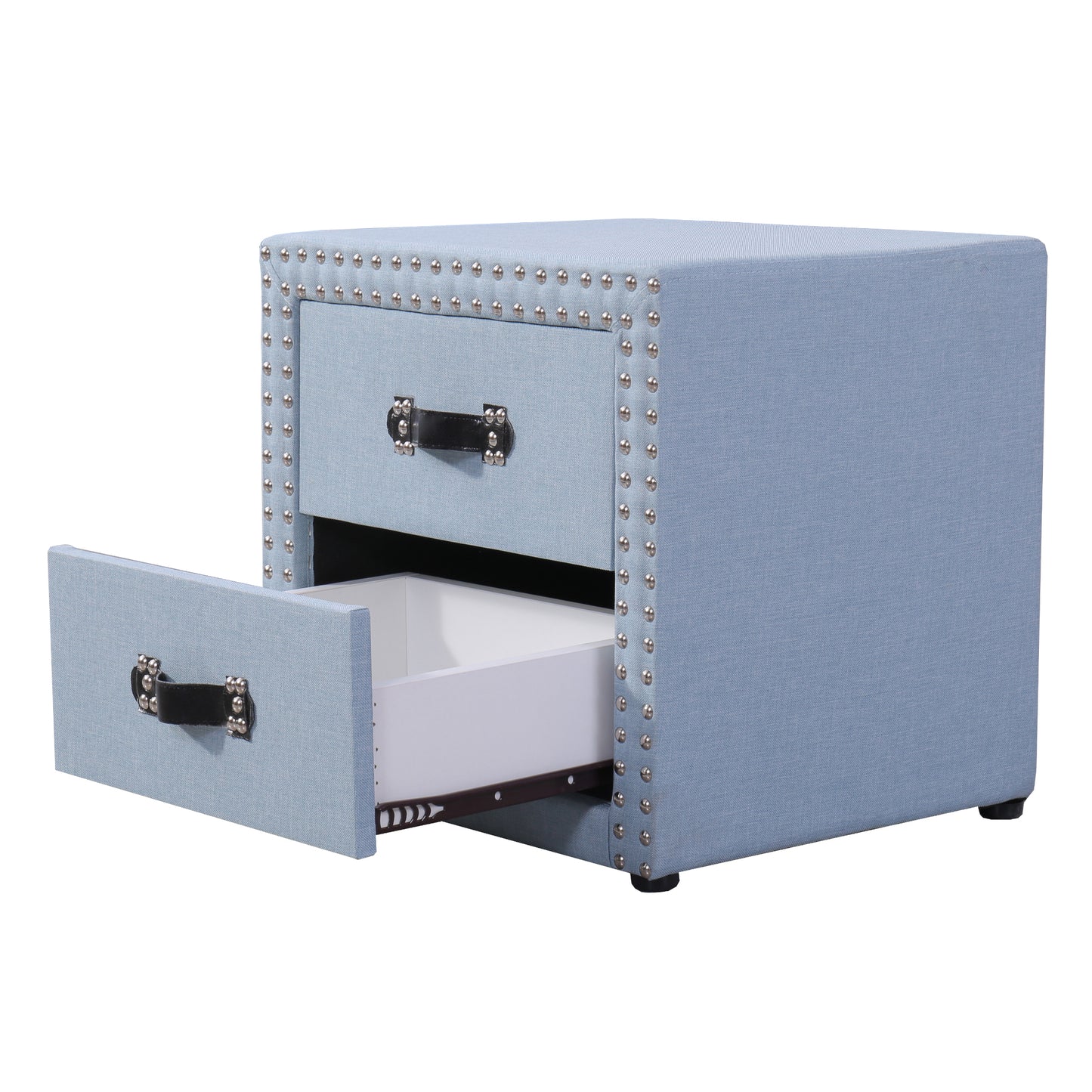 (Z)Stylish & Durable Multi-Purpose Linen Nightstand with 2 Drawers - No Assembly Required