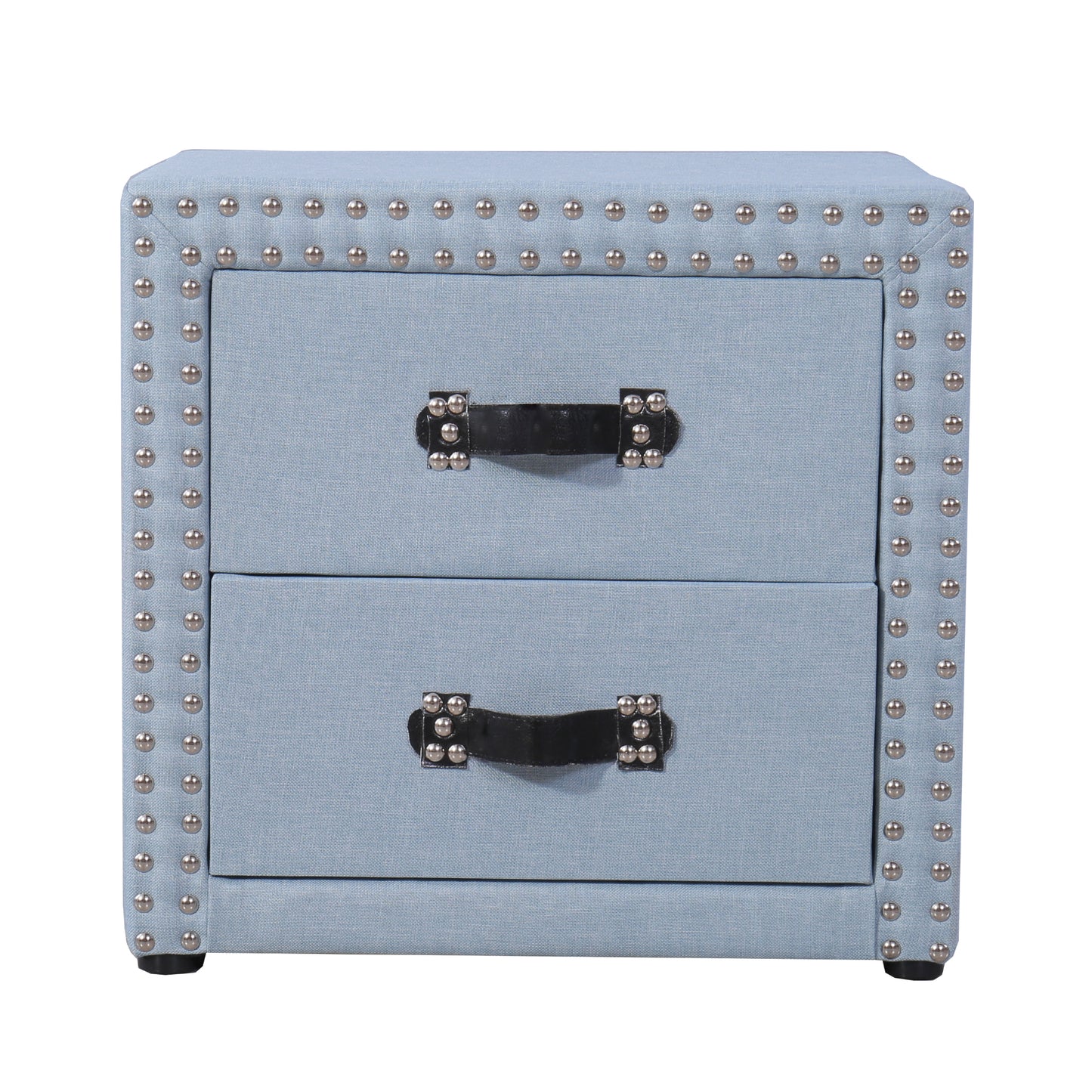 (Z)Stylish & Durable Multi-Purpose Linen Nightstand with 2 Drawers - No Assembly Required