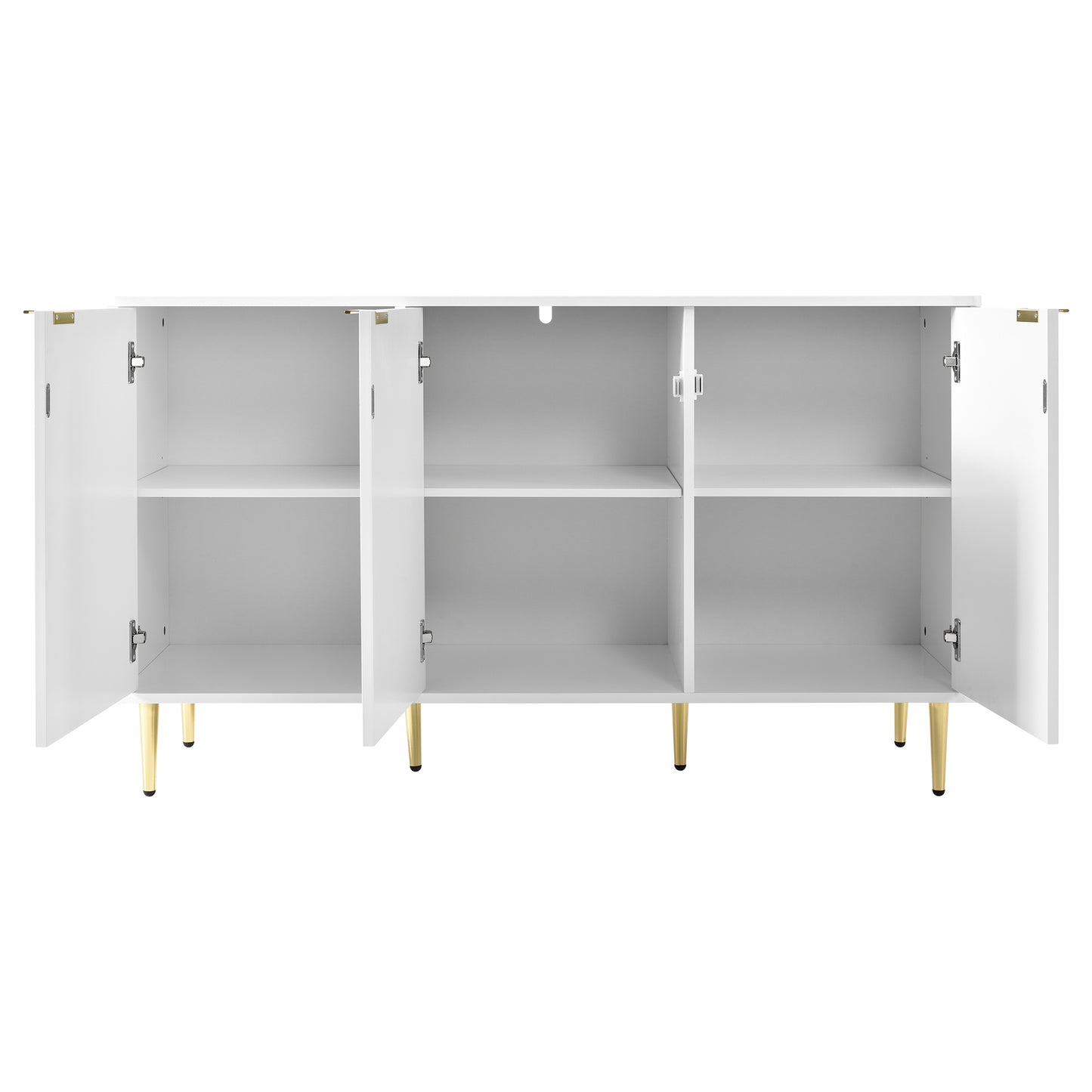Elegant White Sideboard with Gold Accents-Floral Pattern