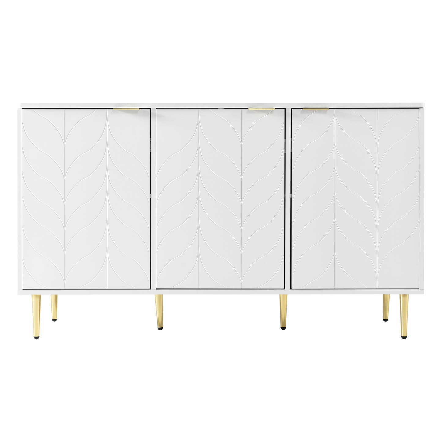 Elegant White Sideboard with Gold Accents-Floral Pattern
