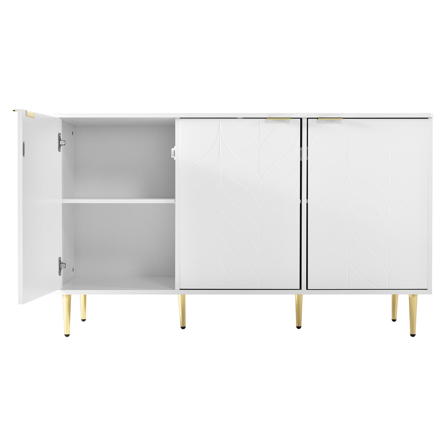 Elegant White Sideboard with Gold Accents-Floral Pattern