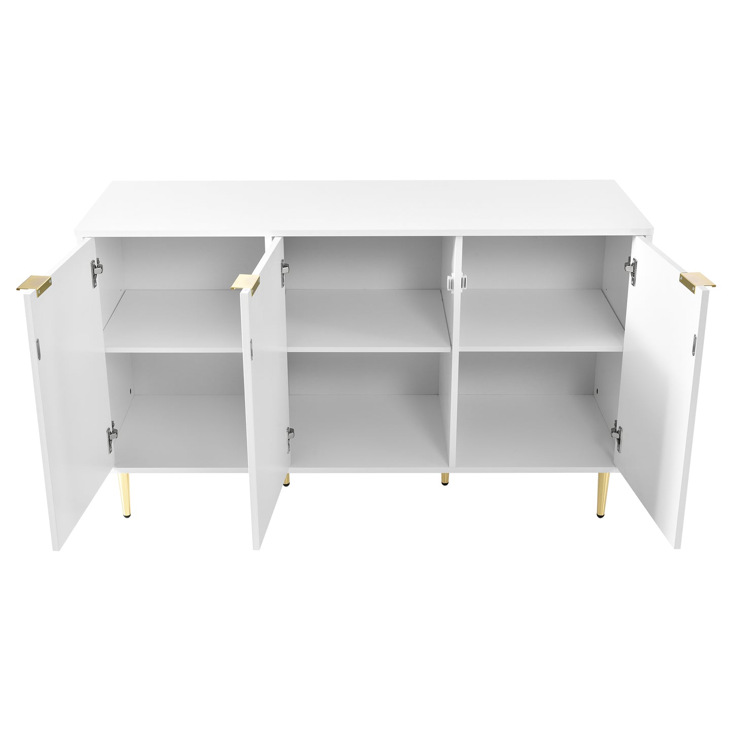 Elegant White Sideboard with Gold Accents-Floral Pattern