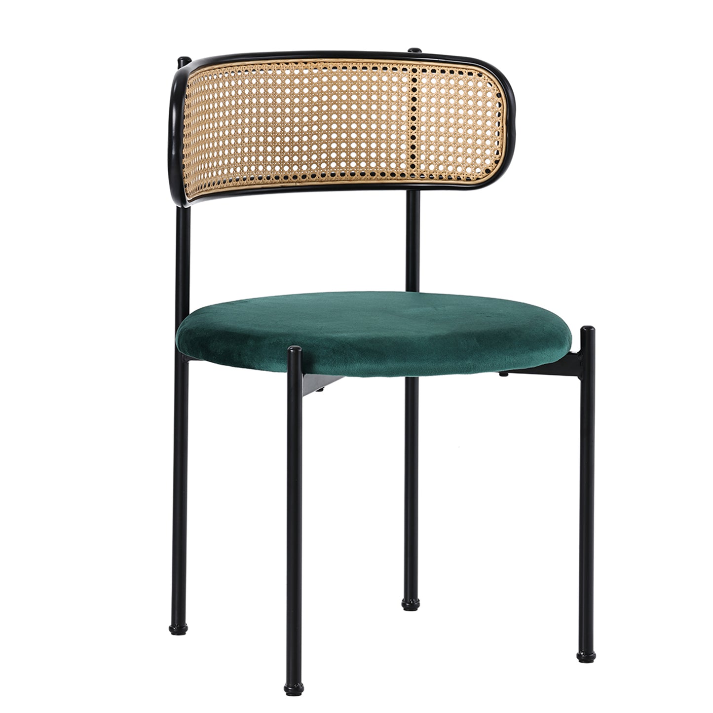 Green Velvet Dining Chairs Set of 4-Modern Leisure Chairs with Metal Legs