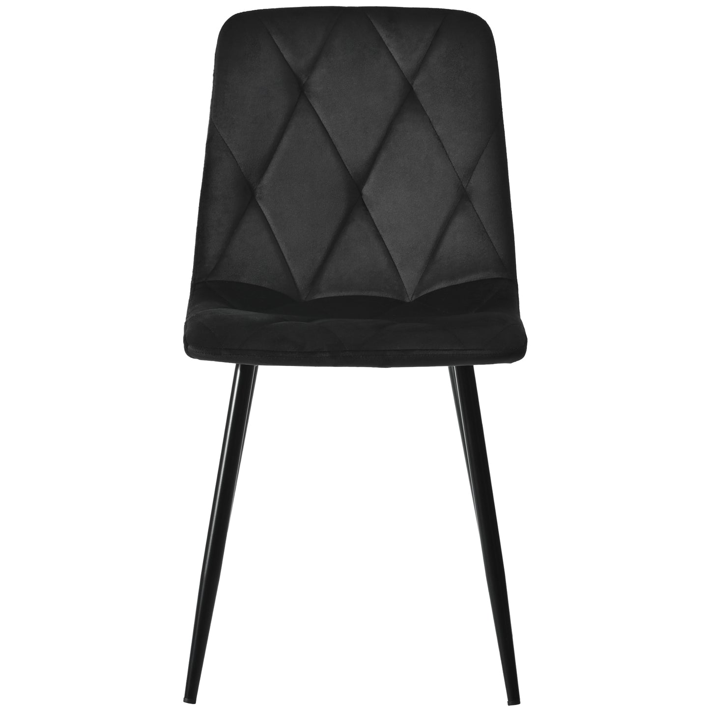 Black Twill Velvet Dining Chairs-Upholstered, Metal Frame, Set of 4