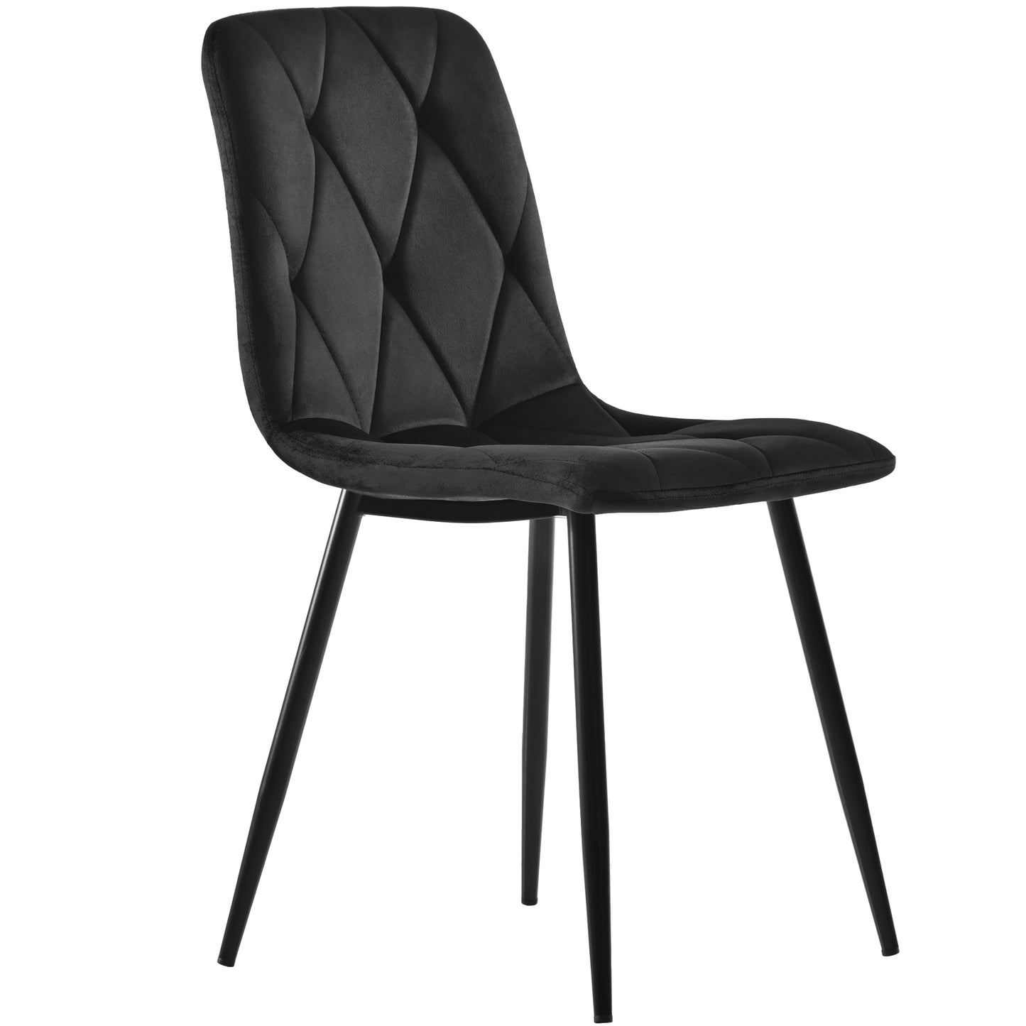Black Twill Velvet Dining Chairs-Upholstered, Metal Frame, Set of 4