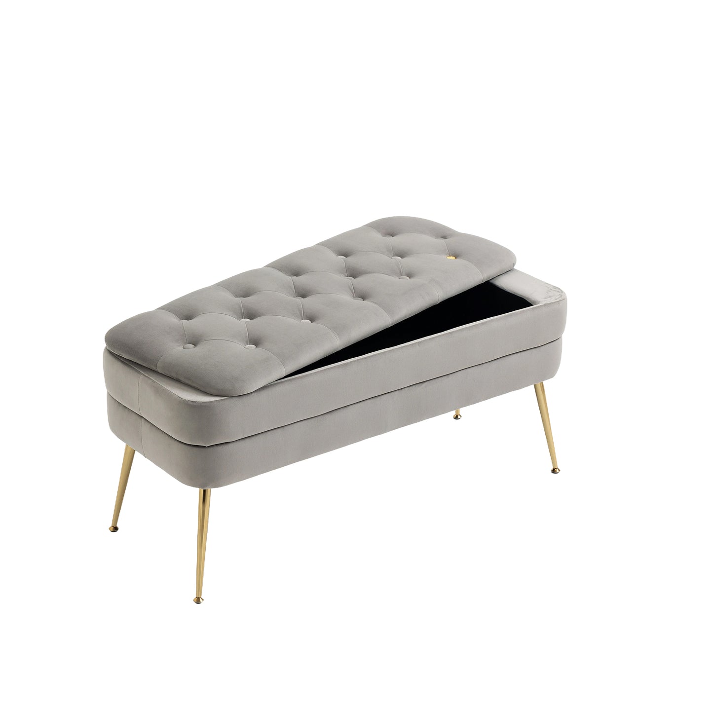 Gray Velvet Storage Ottoman - A Stylish and Functional Bench for Multiple Spaces