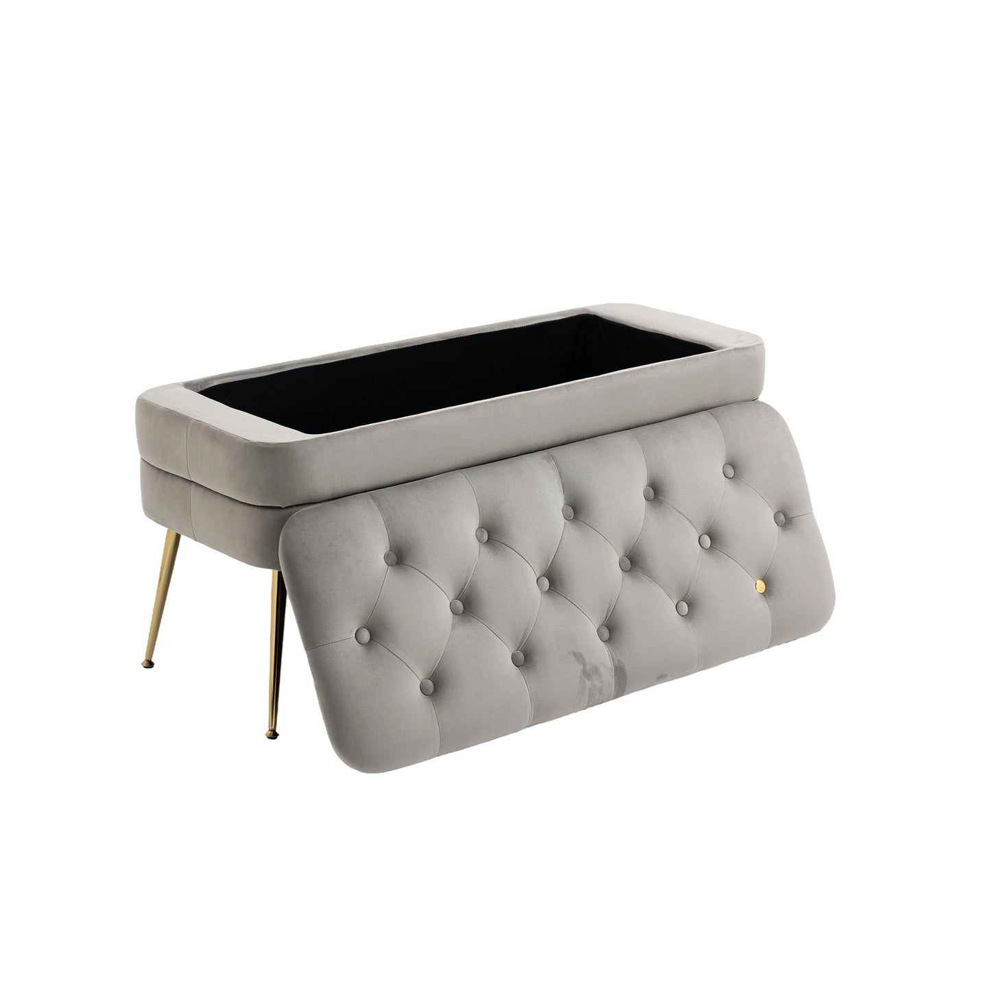 Gray Velvet Storage Ottoman - A Stylish and Functional Bench for Multiple Spaces