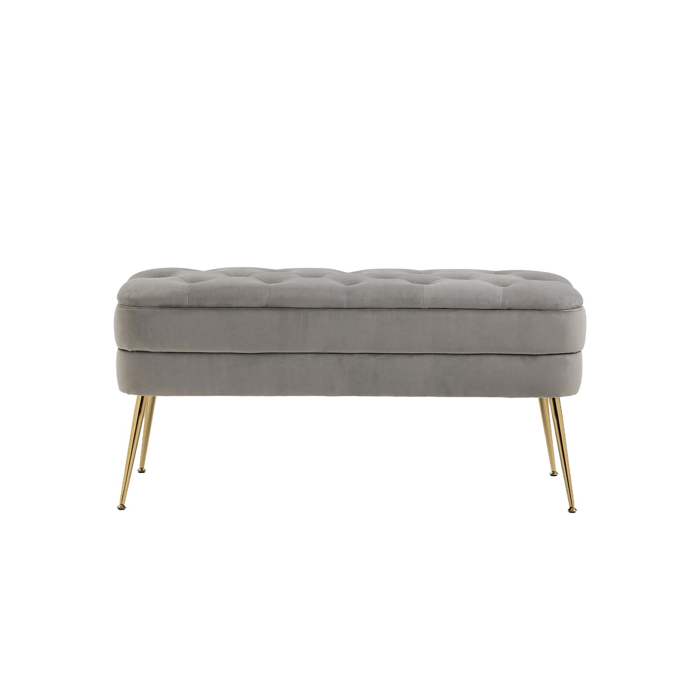 Gray Velvet Storage Ottoman - A Stylish and Functional Bench for Multiple Spaces