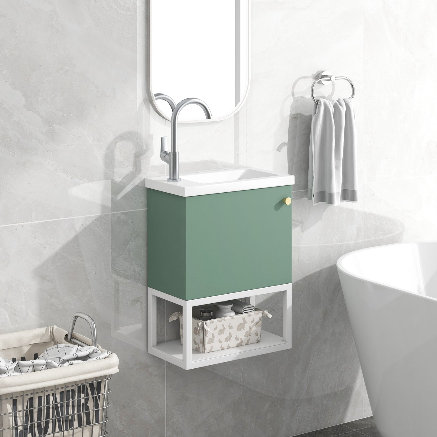 (Z)Bathroom furniture washbasin with vanity Vanity unit Vanity unit hanging Small guest bathroom furniture