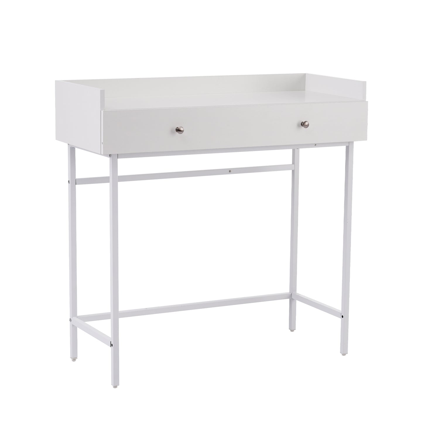 Minimalist White Dressing Table with Mirror Drawer