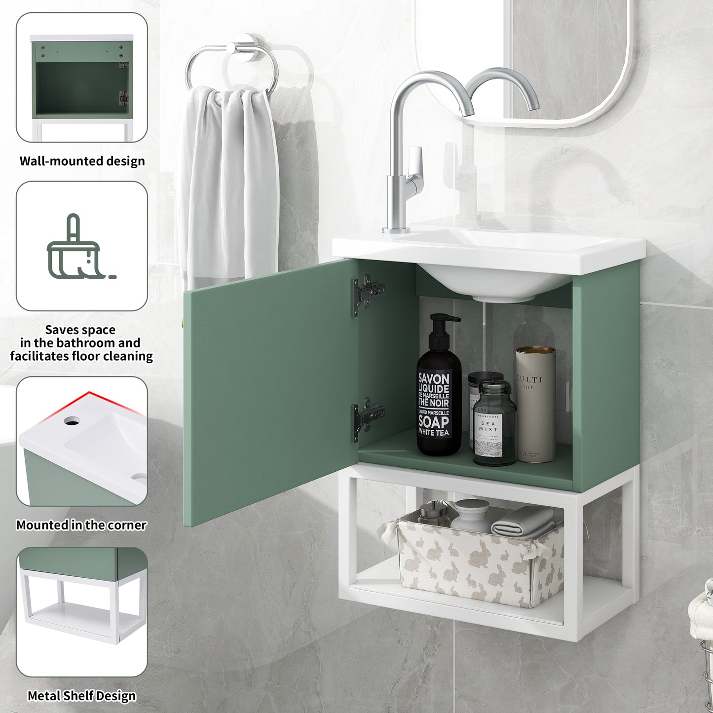 (Z)Bathroom furniture washbasin with vanity Vanity unit Vanity unit hanging Small guest bathroom furniture