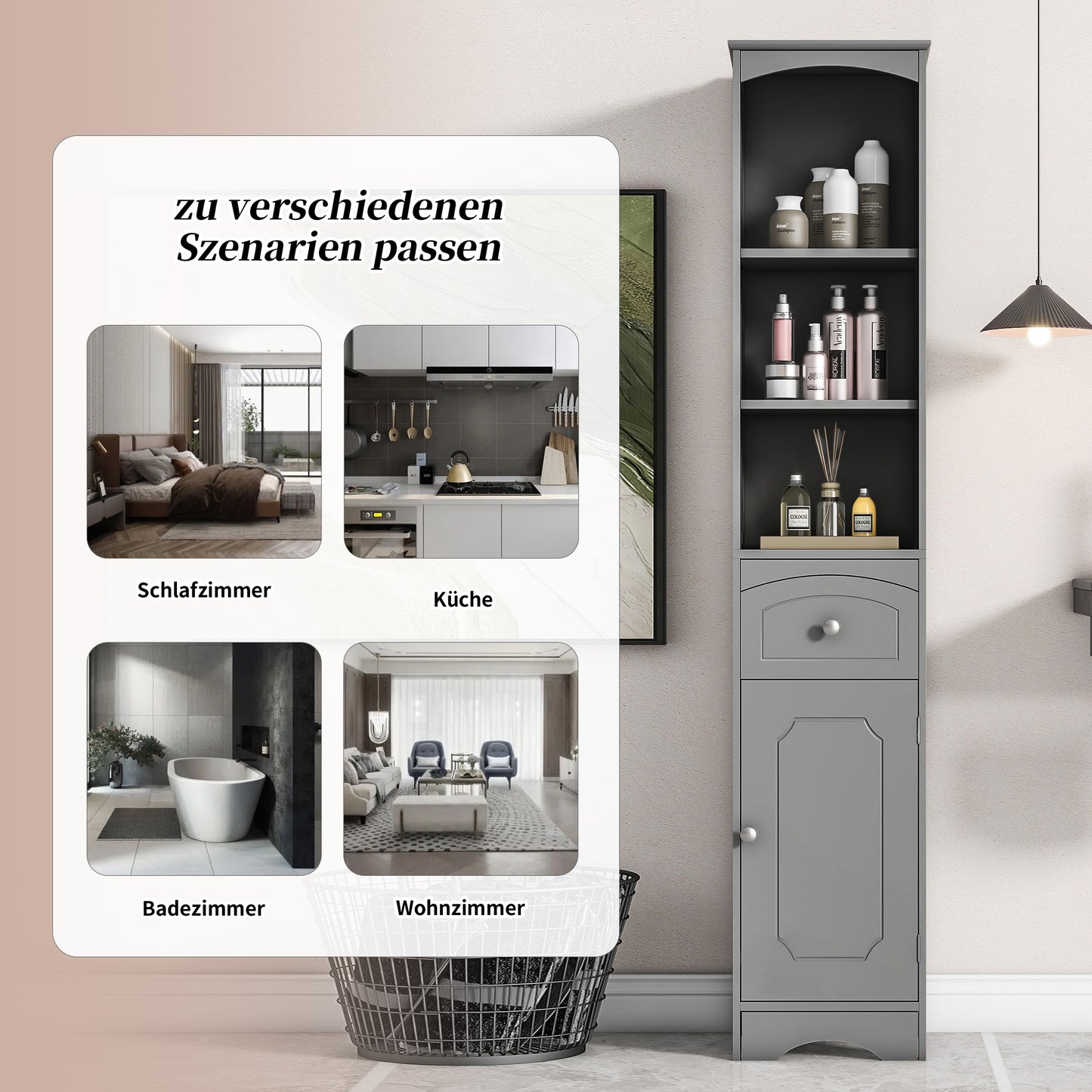(Z)Simple Classic Bathroom Cabinet Bathroom Storage Shelves Bathroom Furniture Multifunctional Corner Cabinet