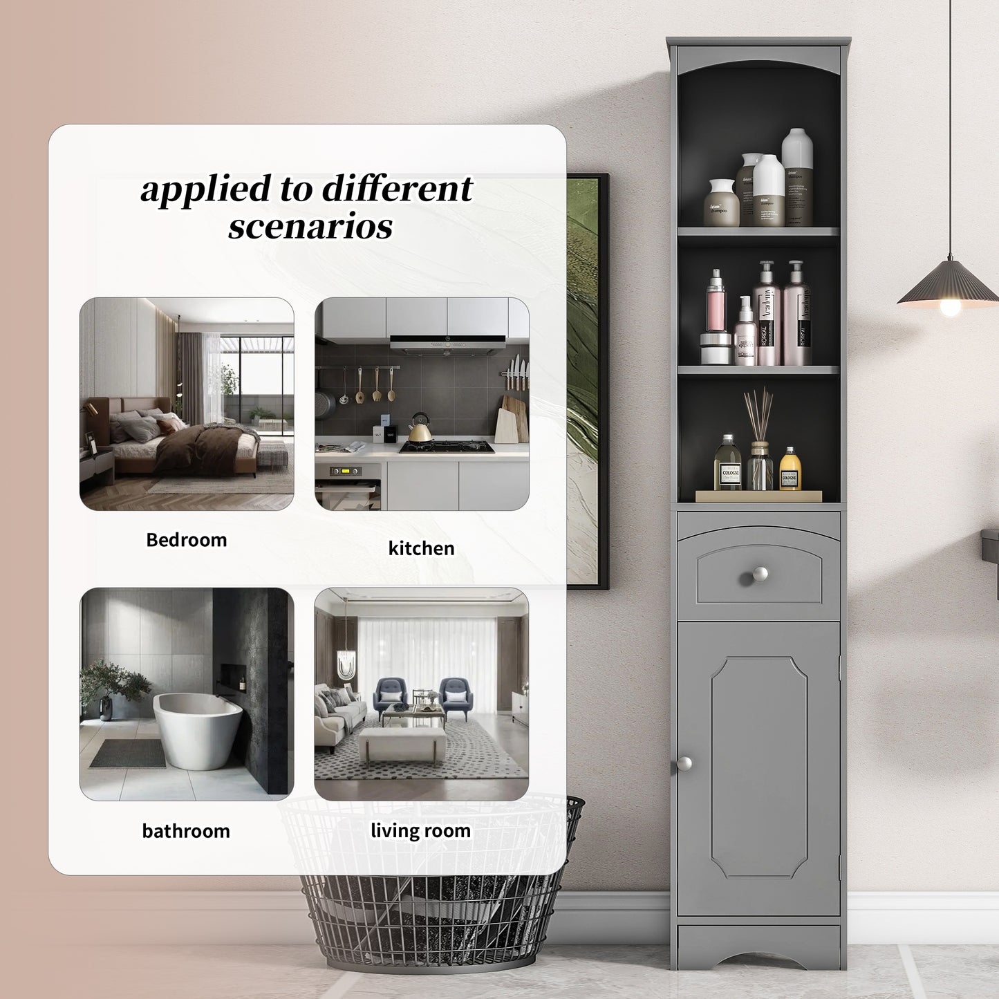 (Z)Simple Classic Bathroom Cabinet Bathroom Storage Shelves Bathroom Furniture Multifunctional Corner Cabinet