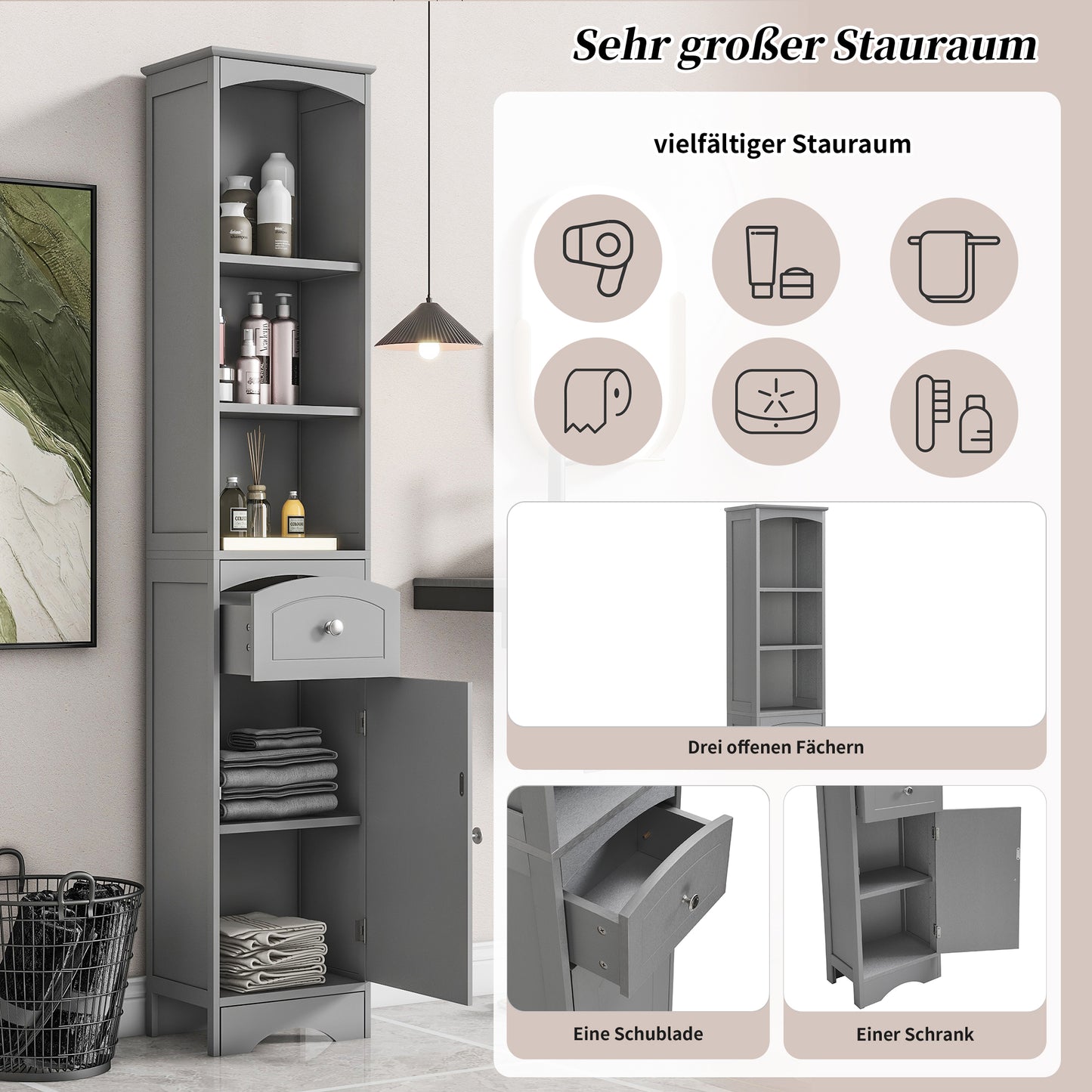 (Z)Simple Classic Bathroom Cabinet Bathroom Storage Shelves Bathroom Furniture Multifunctional Corner Cabinet