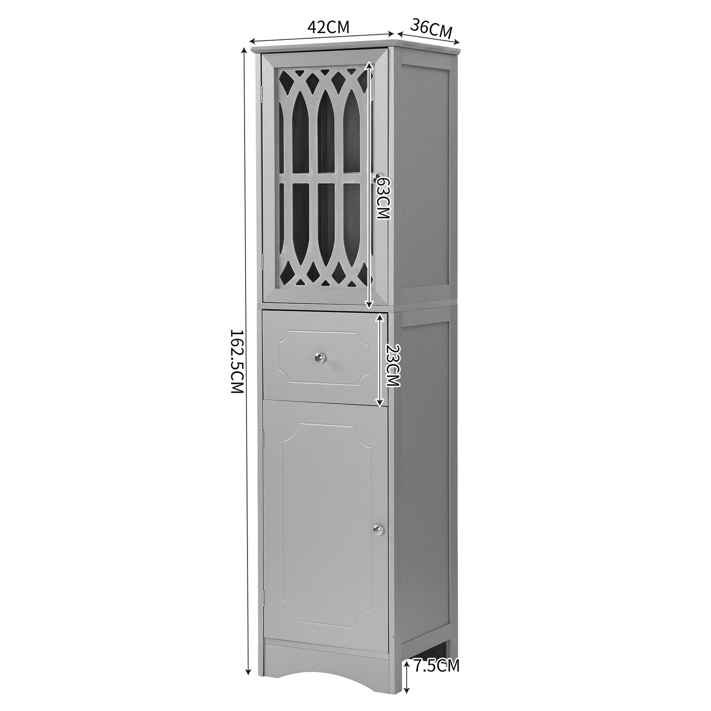 (Z)Grey Premium Feeling Bathroom Floor Cabinet Freestanding Large Storage Space Bathroom Cabinet Multi-purpose Waterproof Bathroom Cabinet Modern Bathroom Cabinet