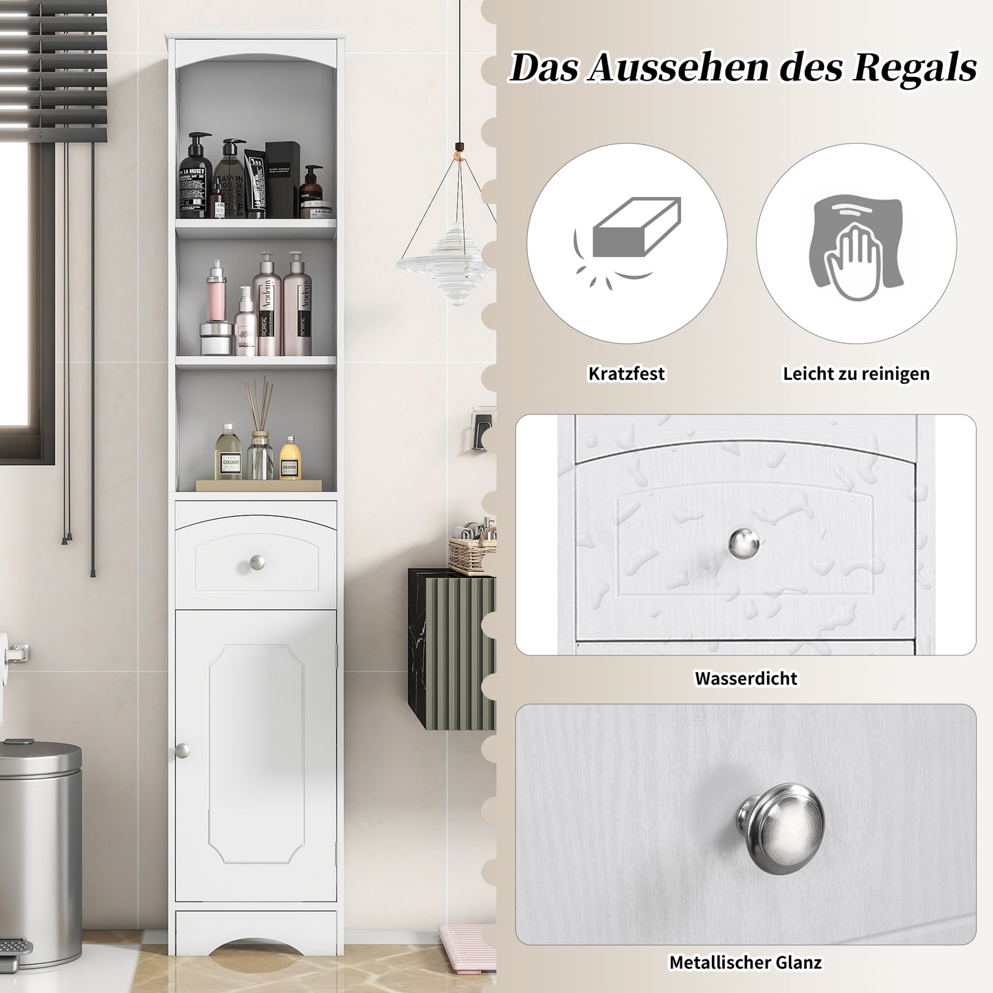 (Z)Bathroom Cabinet Premium Feeling Bathroom Floor Cabinet Extra Large Storage Space Bathroom Cabinet Multi-purpose Waterproof Bathroom Cabinet Modern Art Bathroom Cabinet