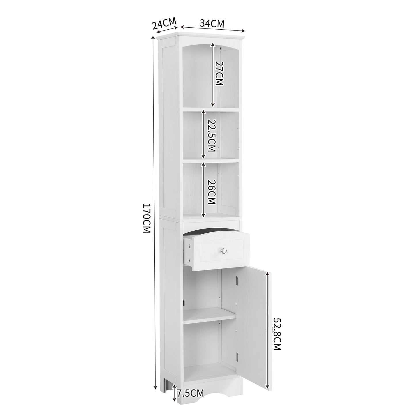 (Z)Bathroom Cabinet Premium Feeling Bathroom Floor Cabinet Extra Large Storage Space Bathroom Cabinet Multi-purpose Waterproof Bathroom Cabinet Modern Art Bathroom Cabinet