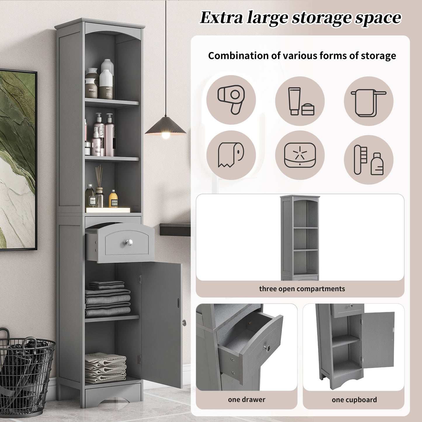 (Z)Simple Classic Bathroom Cabinet Bathroom Storage Shelves Bathroom Furniture Multifunctional Corner Cabinet