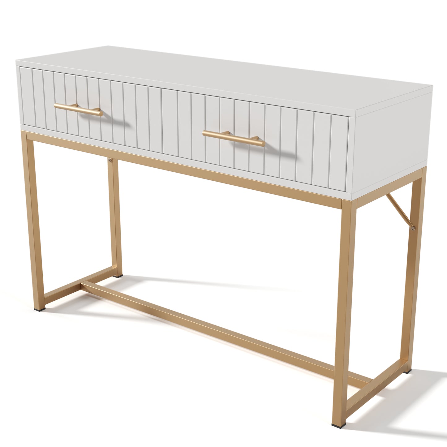 (Z)Dressing Table With 2 Drawers 75cm Height Dresser Bedroom Highboard White Sideboard Drawer Chest For Bedroom White -H75/B100 D45cm