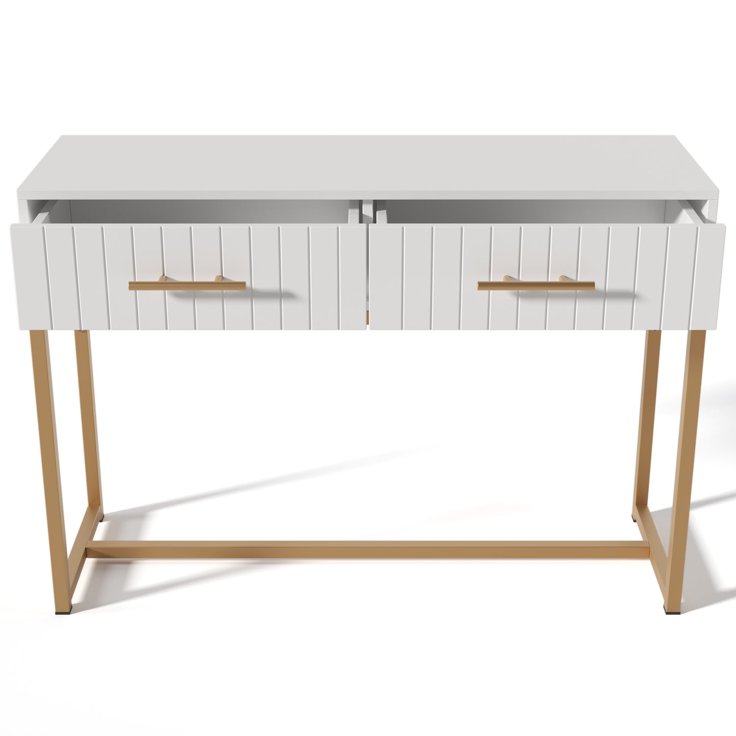 (Z)Dressing Table With 2 Drawers 75cm Height Dresser Bedroom Highboard White Sideboard Drawer Chest For Bedroom White -H75/B100 D45cm