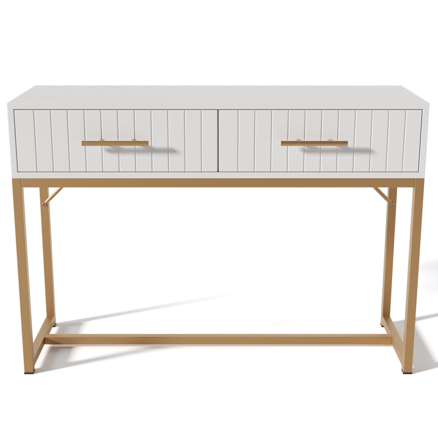 (Z)Dressing Table With 2 Drawers 75cm Height Dresser Bedroom Highboard White Sideboard Drawer Chest For Bedroom White -H75/B100 D45cm