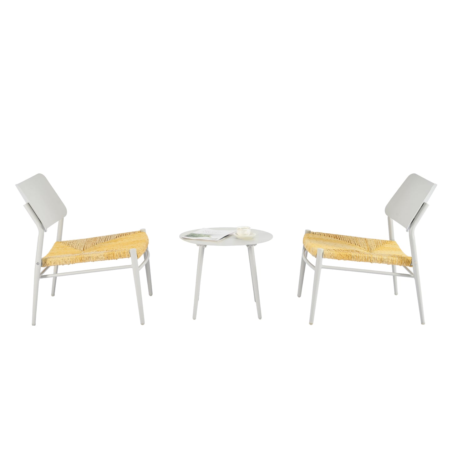 Beige 3-Piece Bistro Set with Aluminium Frame & PE Rattan, 150kg Load Capacity for Patio Use