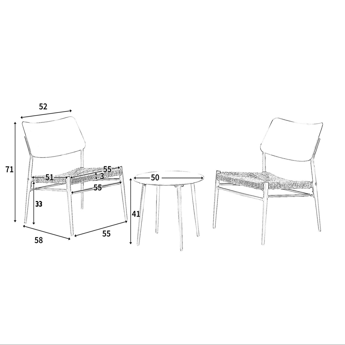 Beige 3-Piece Bistro Set with Aluminium Frame & PE Rattan, 150kg Load Capacity for Patio Use