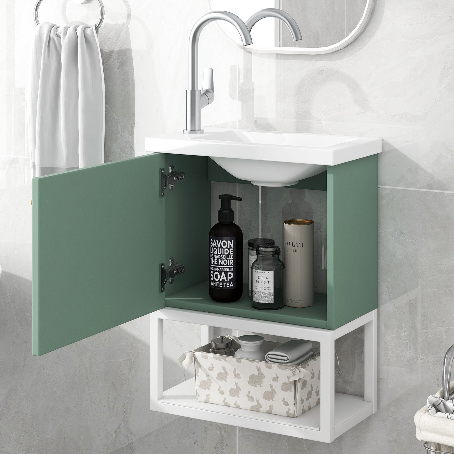 (Z)Bathroom furniture washbasin with vanity Vanity unit Vanity unit hanging Small guest bathroom furniture