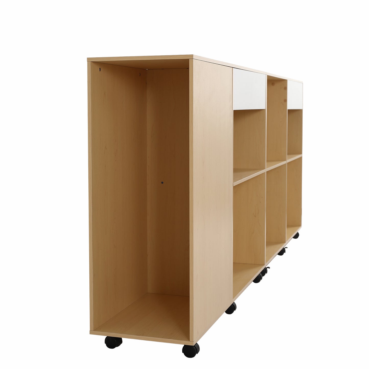 (Z)Elegant 2-Piece Storage Cabinets in Natural & White with Caster Wheels