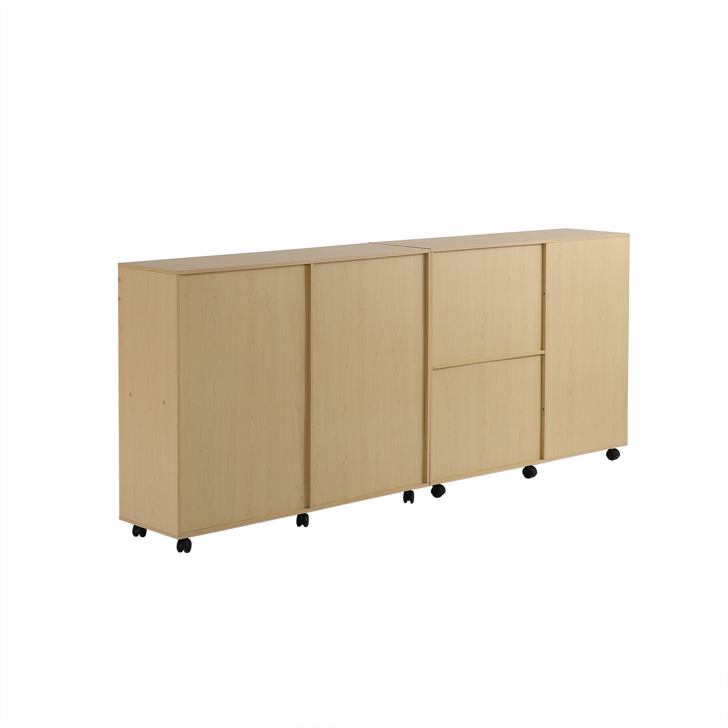 (Z)Elegant 2-Piece Storage Cabinets in Natural & White with Caster Wheels