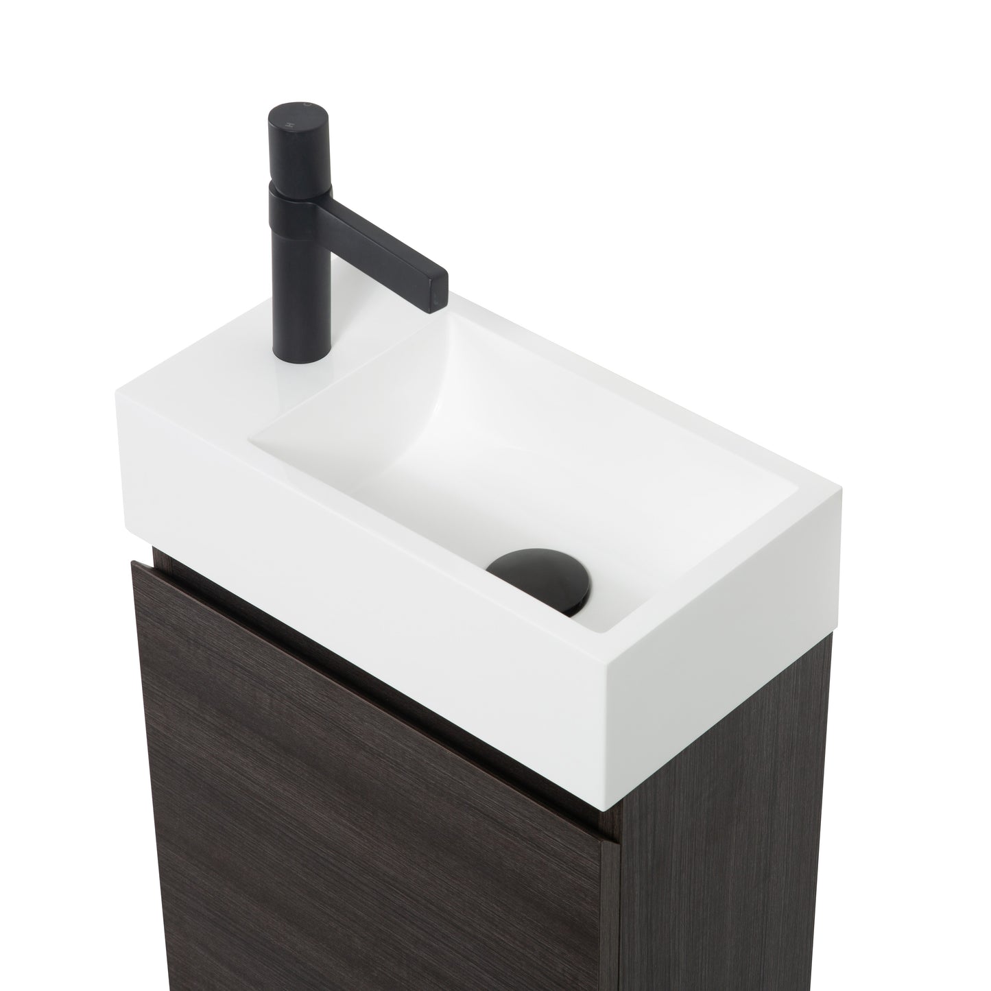 (Z)40cm Dark Oak Bathroom Furniture Set with Washbasin Cabinet - Elegant and Compact