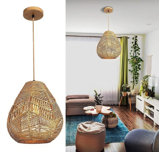 Natural Fibre Lamp Handmade Rattan Decorative Chandelier