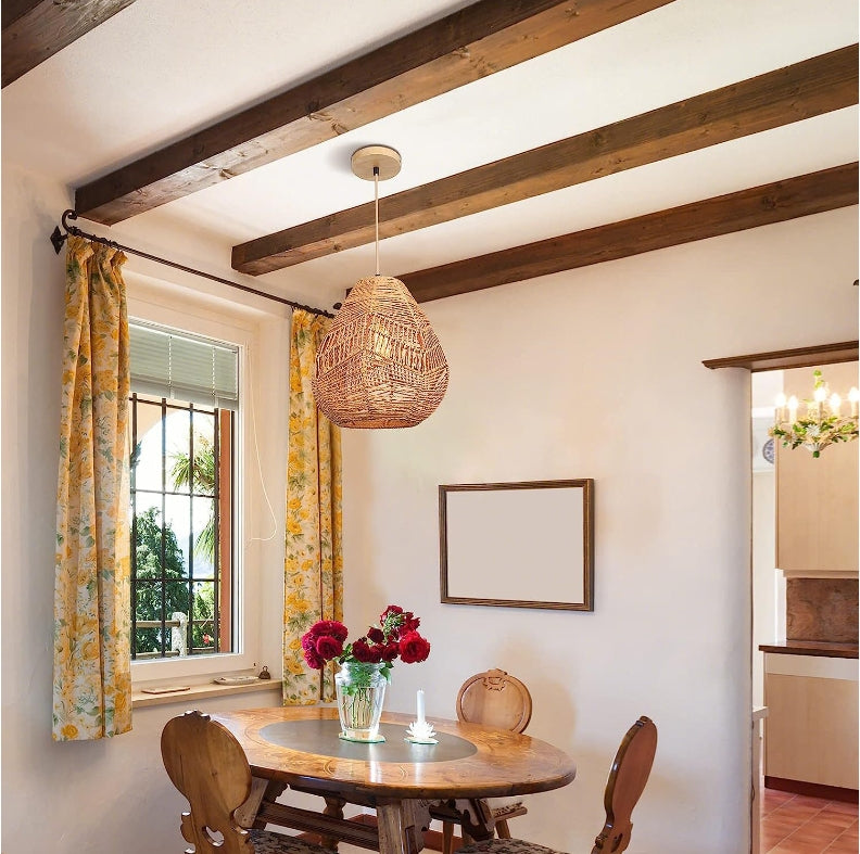 Natural Fibre Lamp Handmade Rattan Decorative Chandelier