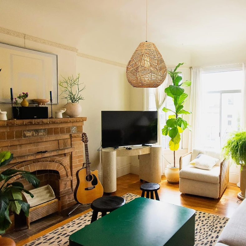 Natural Fibre Lamp Handmade Rattan Decorative Chandelier