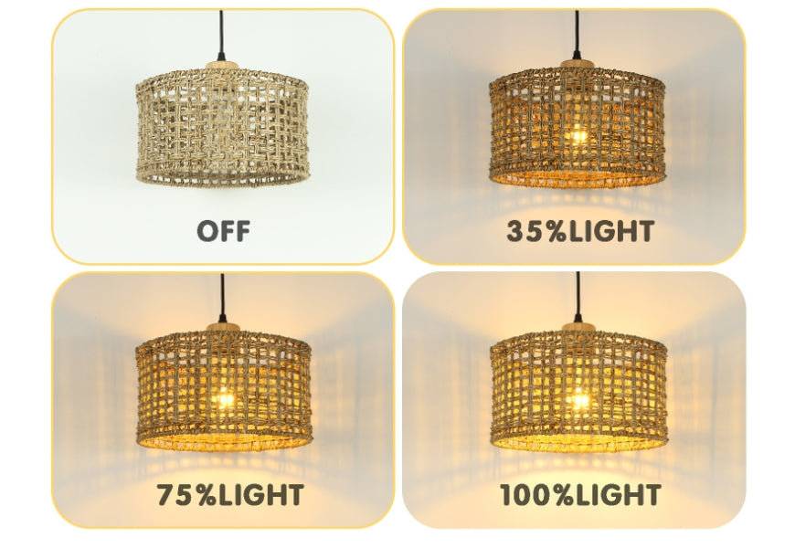 Modern Minimalist Style Rattan Cylinder Chandelier