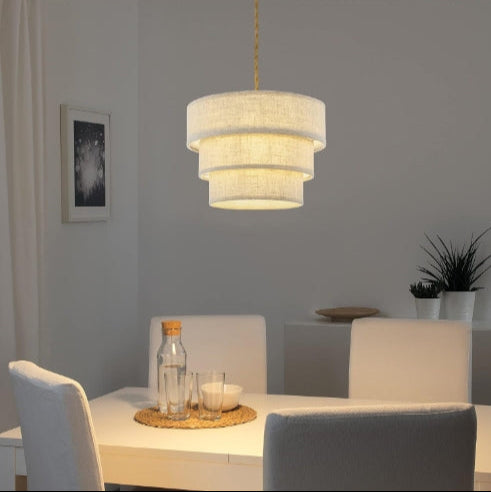 Triple Drum Linen Chandelier