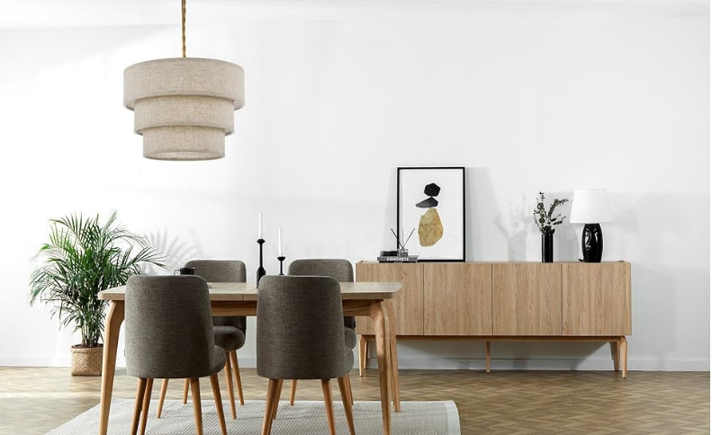 Triple Drum Linen Chandelier