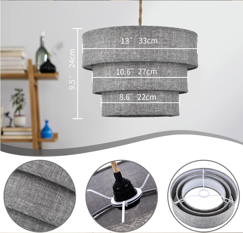 Triple Drum Linen Chandelier