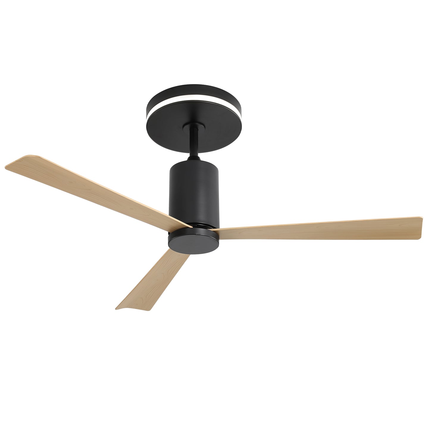 52 Inch Modern Flush Mount Ceiling Fan with LED Light, Remote Control, 3 ABS Blades, Noiseless Reversible DC Motor