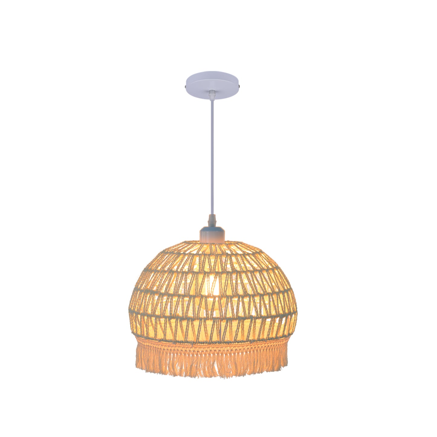 (M)ARTURESTHOME Pendant Light Fixture Black Rattan Drum Shade 1 Light Hanging Chandelier For Living Room