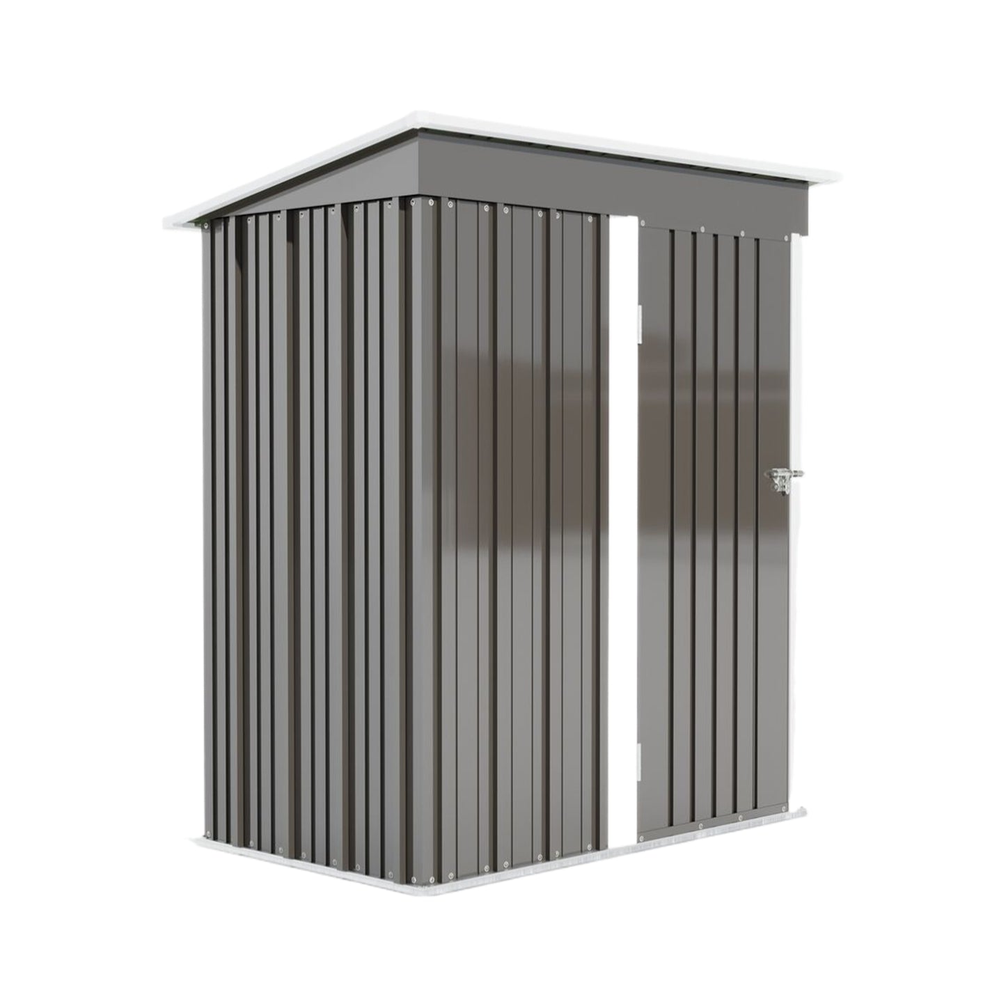 Gray Large Metal Tool Shed with Sloping Roof, Lockable Door, 155x86x180cm for Garden, Terrace & Lawn