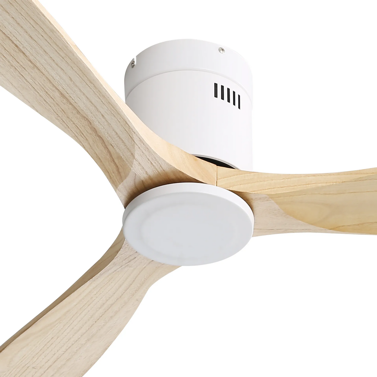 52" Natural Wood Ceiling Fan with 3 Wood Solid Blades, Reversible DC Motor, Remote Control for Living Room