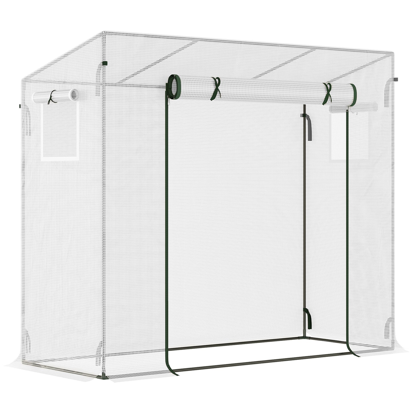 Greenhouse film greenhouse 200x68x196cm with roller door & side windows, windproof, steel & PE, ideal for garden plants