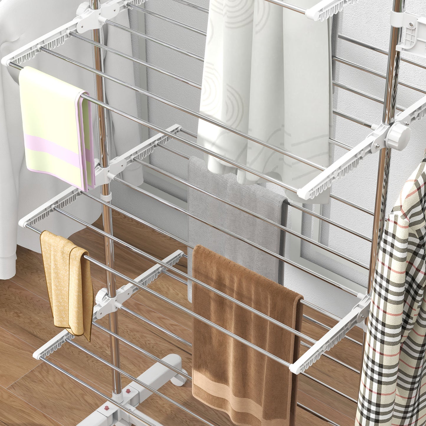mobile clothes rack, 142 x 55 x 172 cm, foldable (4 levels), with wheels, locking function, ABS