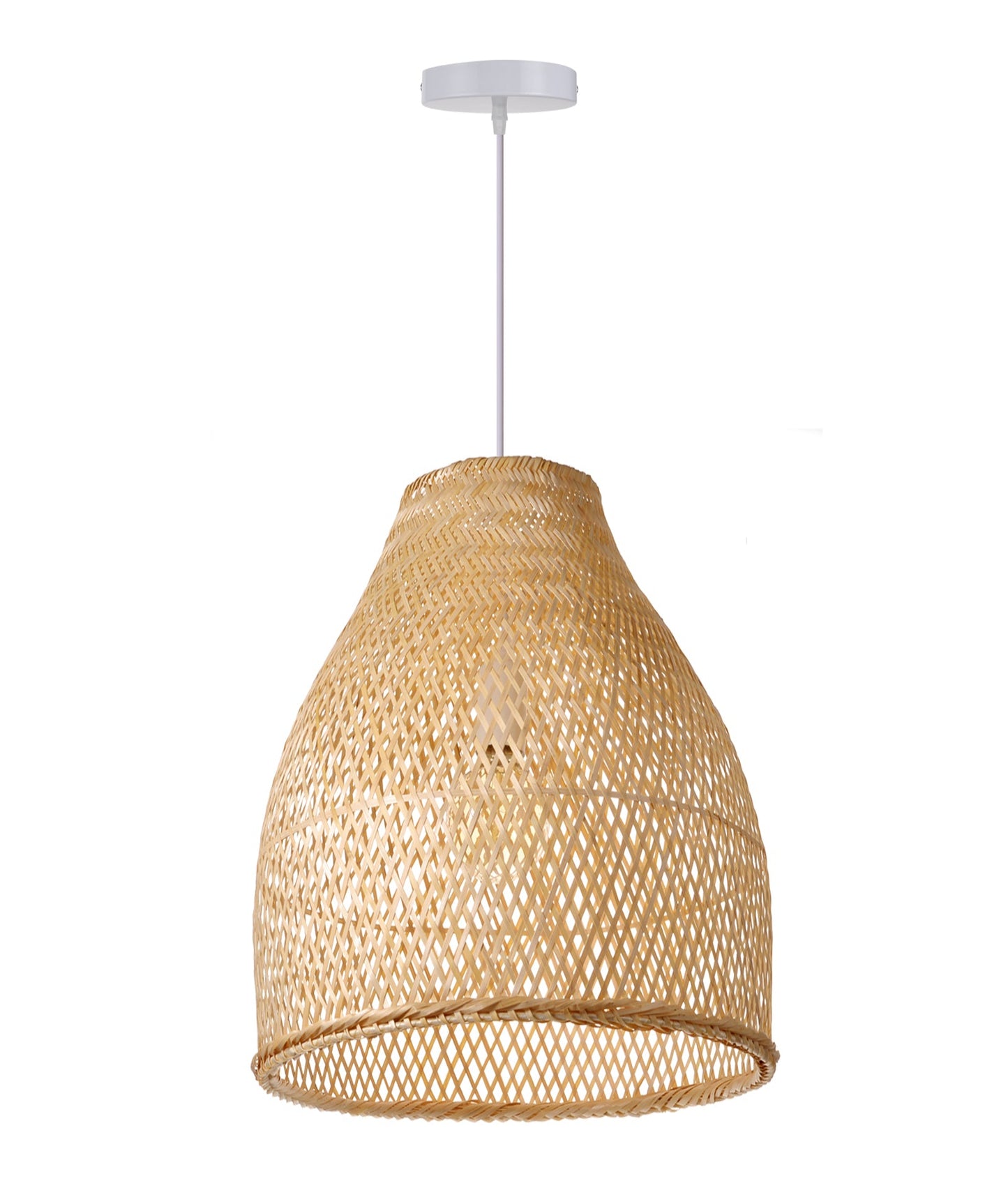 (Q)Handmade Woven Bamboo Pendant Light,Bohemian Style Cage Lampshade Pendant Light, Suitable for Restaurants,Bedrooms, Farmhouses